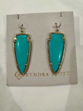 Kendra Scott Turquoise Gold Arrowhead Drop Earrings
